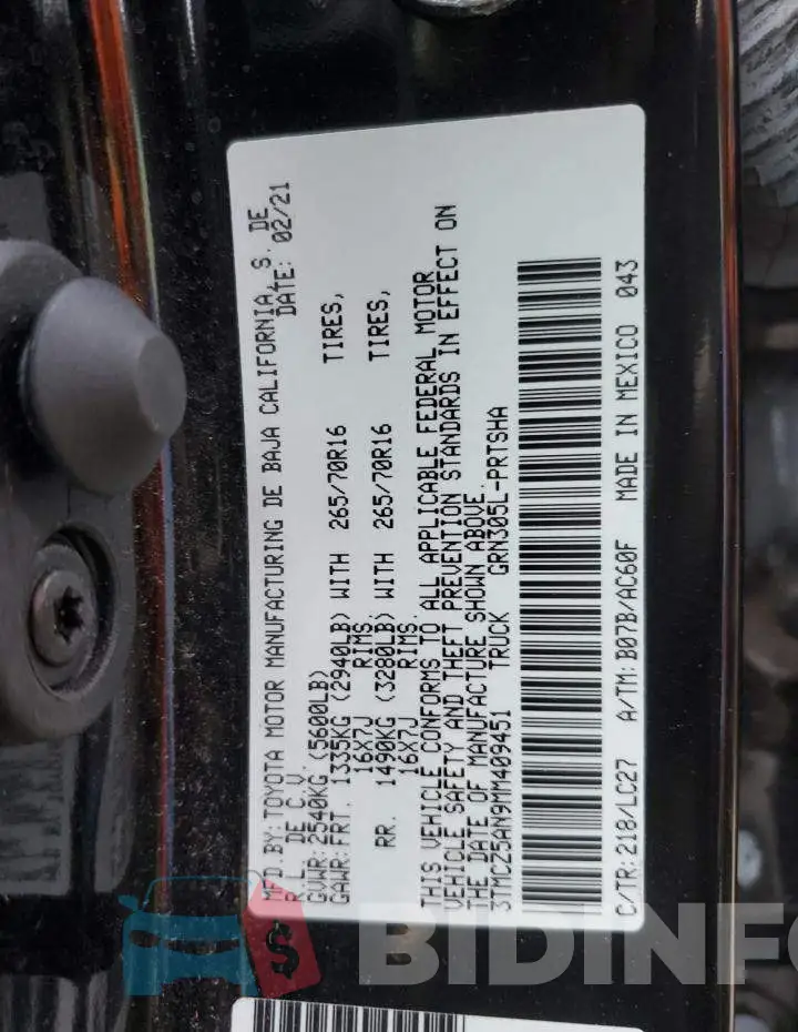 3TMCZ5AN9MM409451 Photo# 13