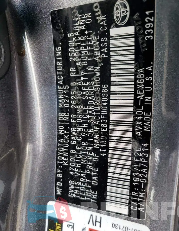 4T1BD1EB3FU040986 Photo# 13
