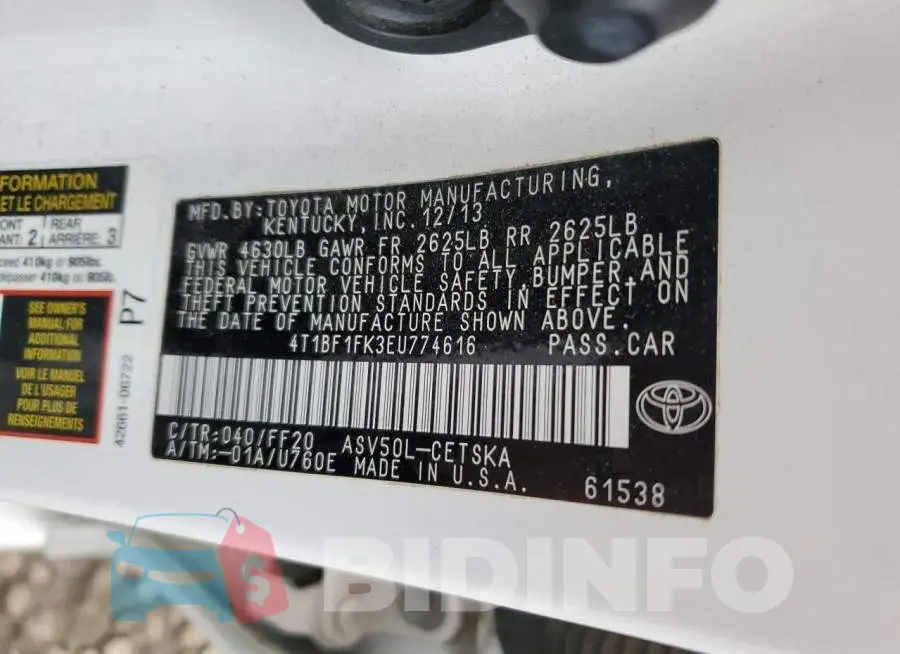 4T1BF1FK3EU774616 Photo# 12