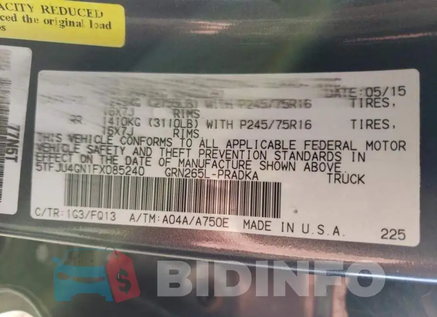 5TFJU4GN1FX085240 Photo# 13