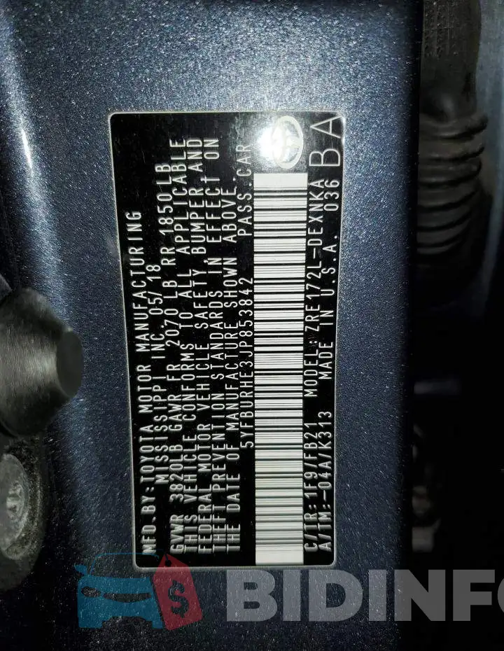 5YFBURHE3JP853842 Photo# 12
