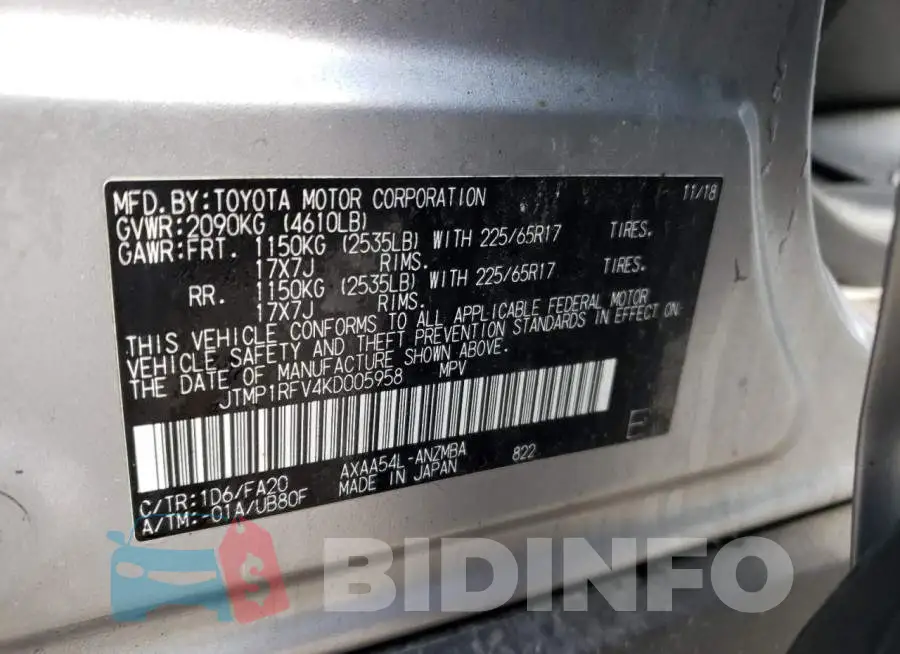 JTMP1RFV4KD005958 Photo# 13