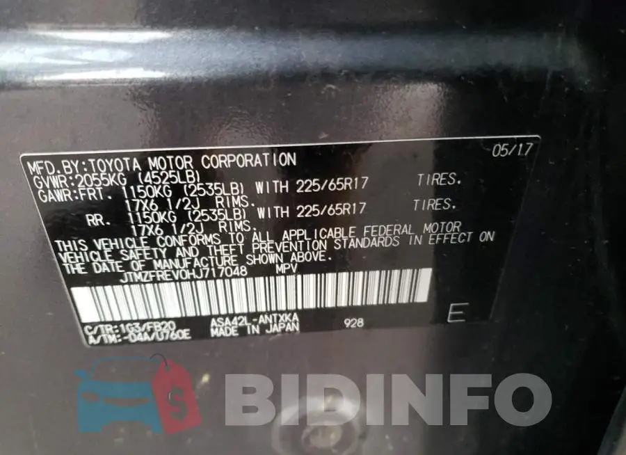 JTMZFREV0HJ717048 Photo# 13