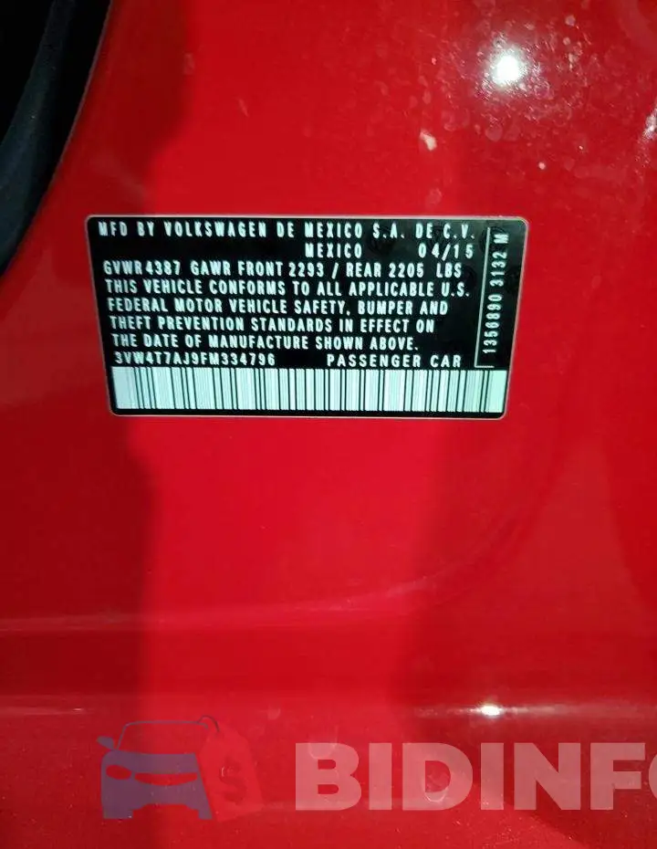 3VW4T7AJ9FM334796 Photo# 12