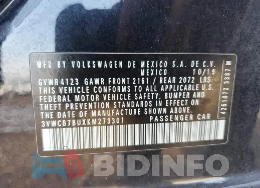 3VWCB7BUXKM273301 Photo# 10