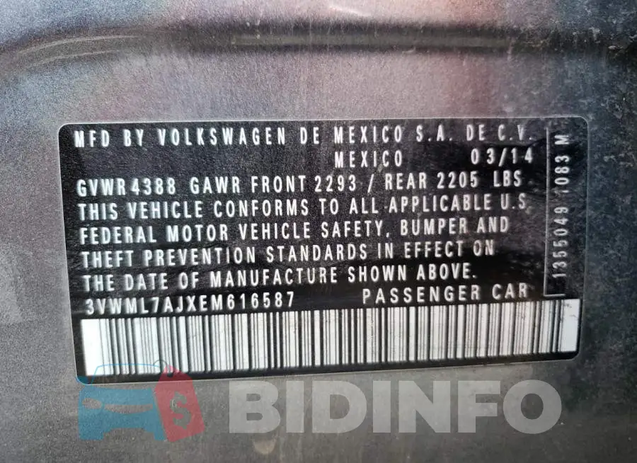 3VWML7AJXEM616587 Photo# 12