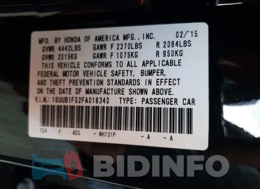 19UUB1F52FA016340 Photo# 10