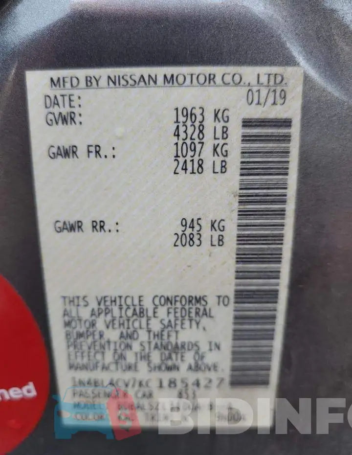 1N4BL4CV7KC185427 Photo# 13