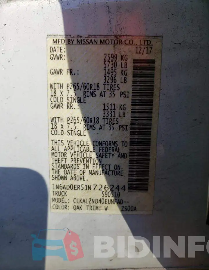 1N6AD0ER5JN726244 Photo# 12