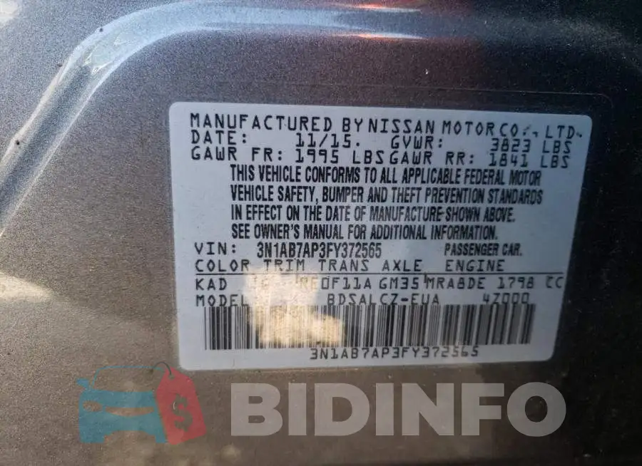 3N1AB7AP3FY372565 Photo# 13