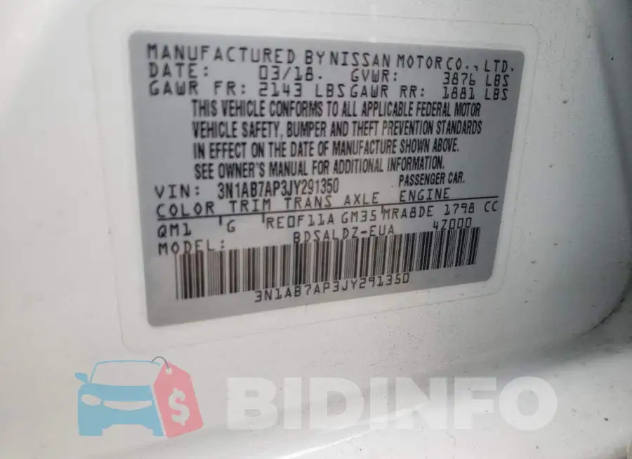 3N1AB7AP3JY291350 Photo# 13