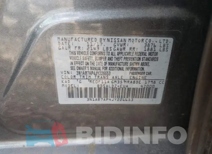 3N1AB7AP4JY226653 Photo# 12