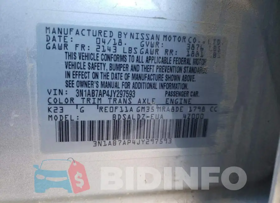 3N1AB7AP4JY297593 Photo# 12