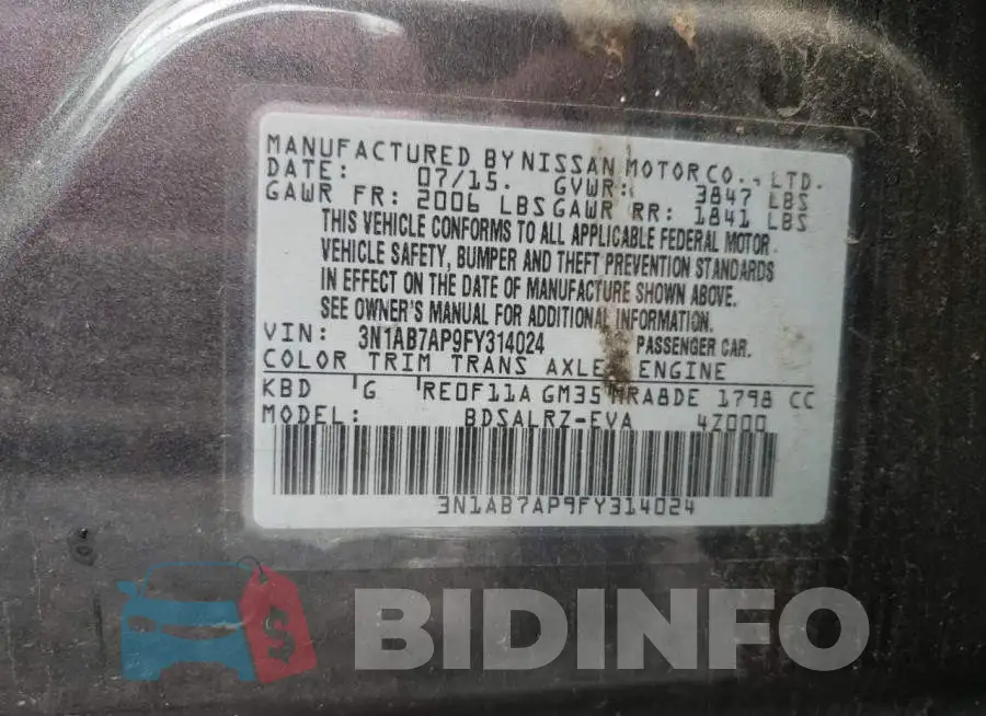 3N1AB7AP9FY314024 Photo# 12