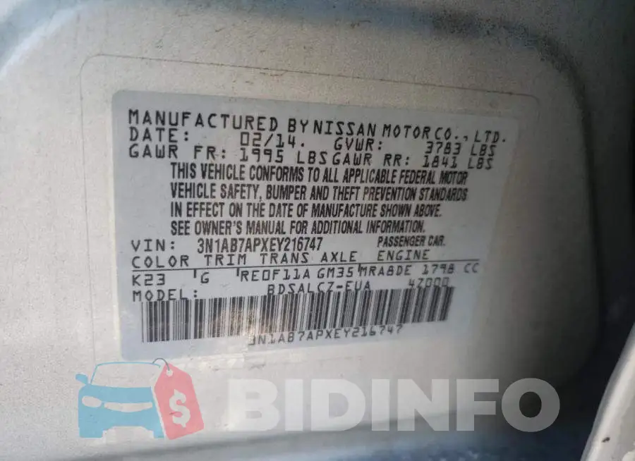 3N1AB7APXEY216747 Photo# 12