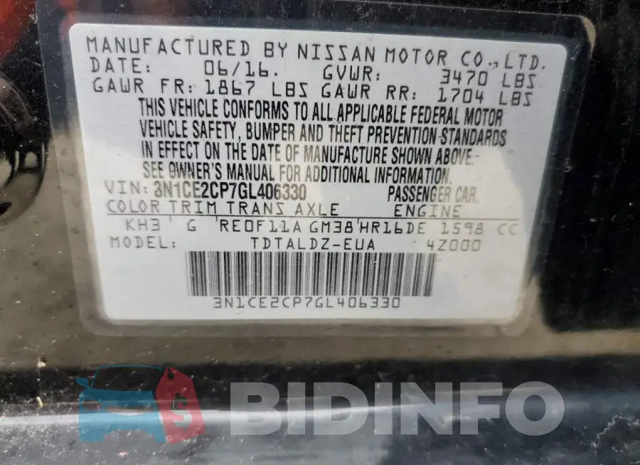 3N1CE2CP7GL406330 Photo# 12
