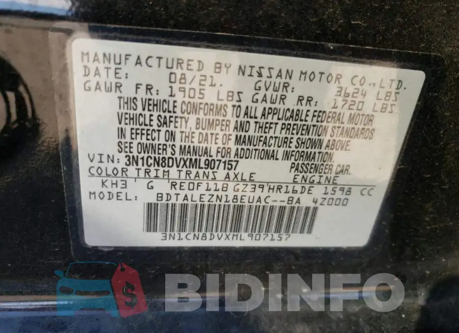 3N1CN8DVXML907157 Photo# 10
