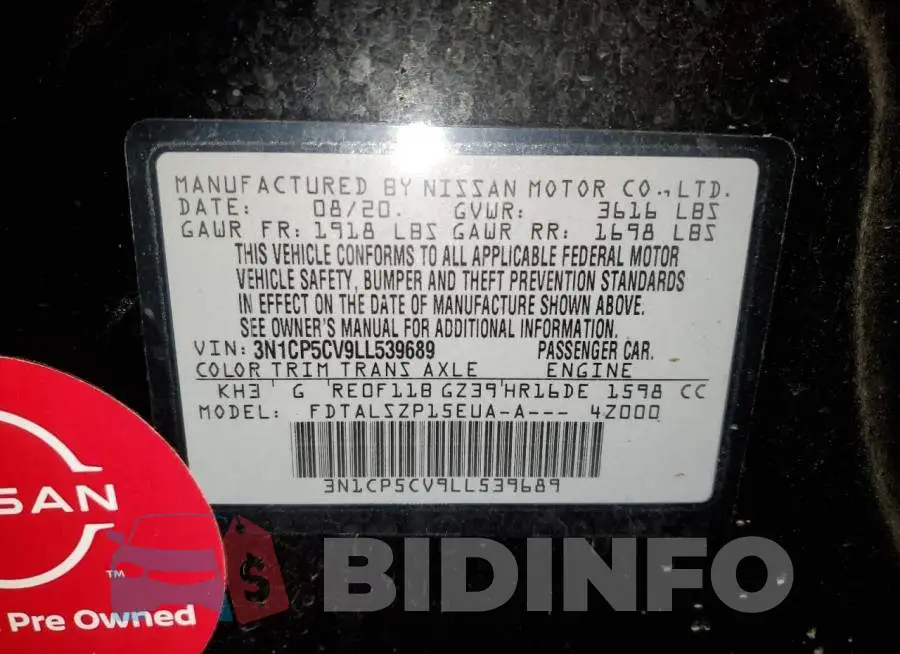 3N1CP5CV9LL539689 Photo# 12