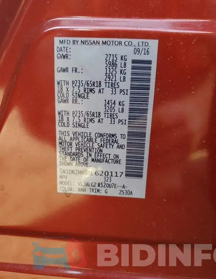 5N1DR2MN9HC620117 Photo# 14