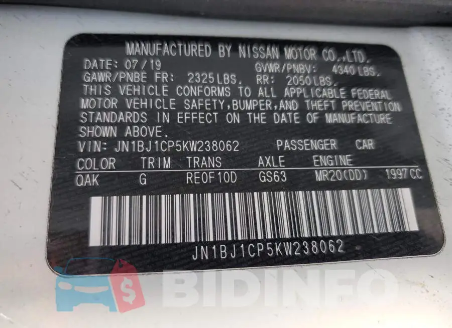 JN1BJ1CP5KW238062 Photo# 13