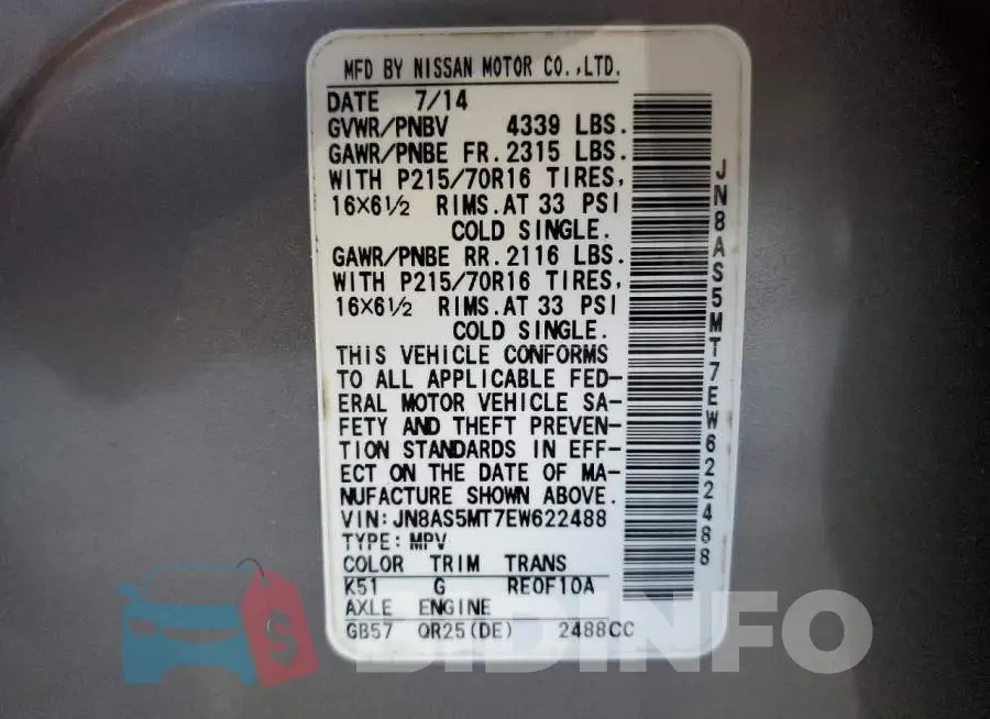 JN8AS5MT7EW622488 Photo# 13