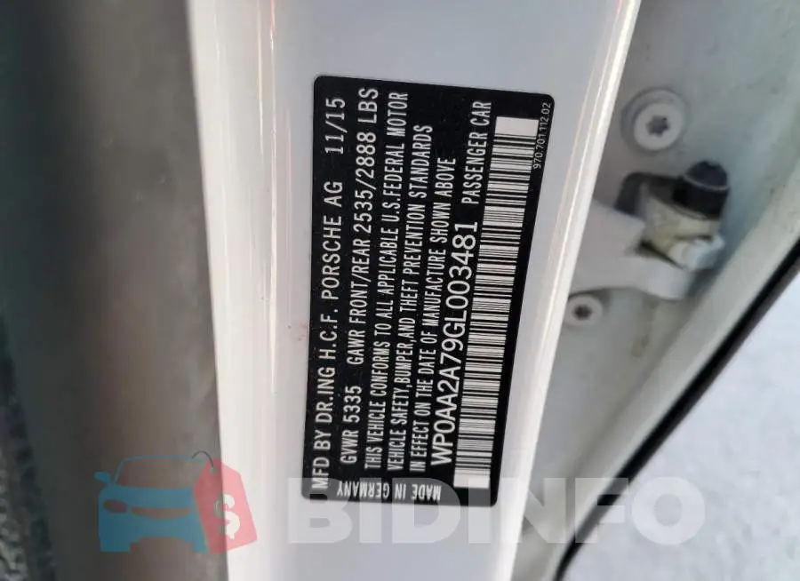 WP0AA2A79GL003481 Photo# 12