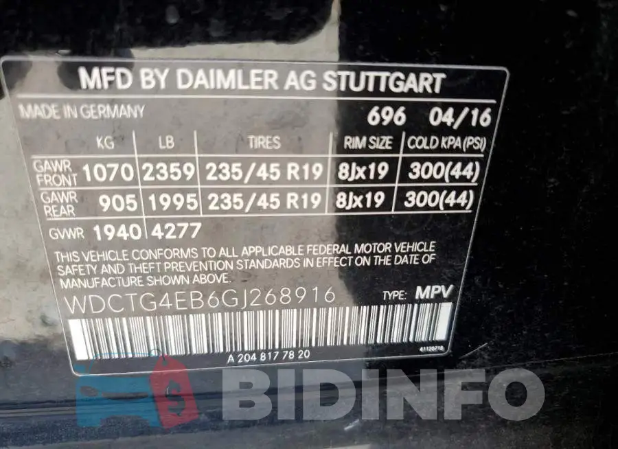 WDCTG4EB6GJ268916 Photo# 10