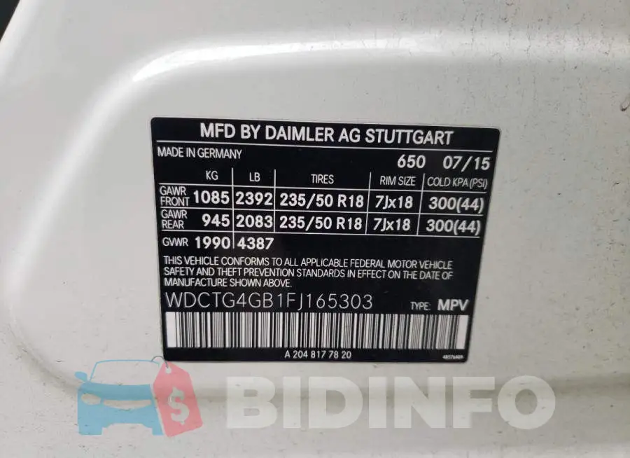 WDCTG4GB1FJ165303 Photo# 12