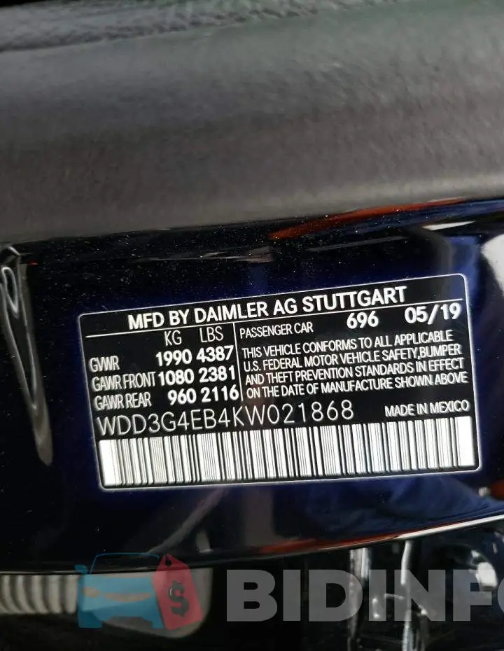 WDD3G4EB4KW021868 Photo# 12