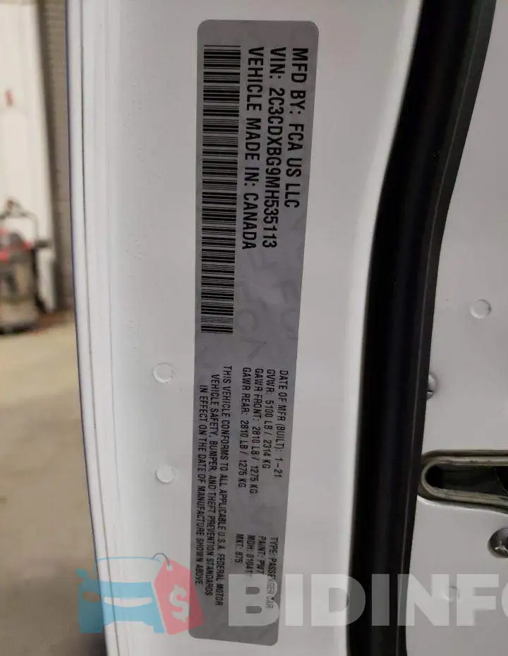 2C3CDXBG9MH535113 Photo# 12