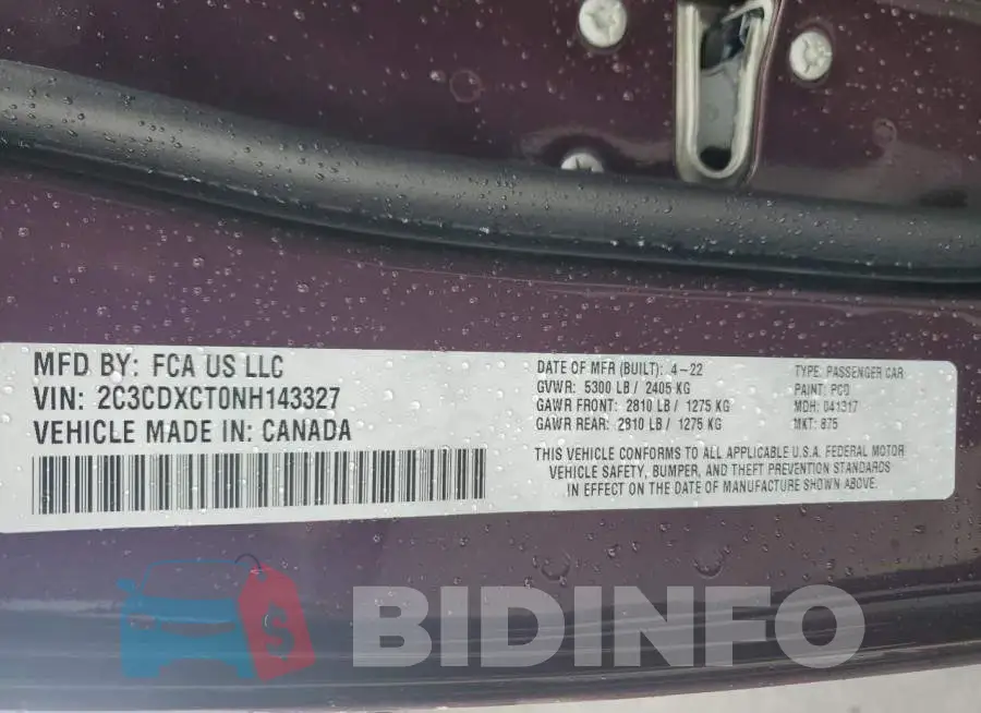 2C3CDXCT0NH143327 Photo# 12