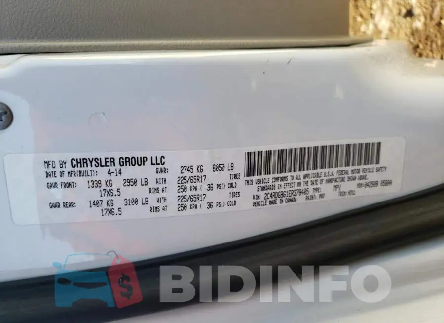 2C4RDGBG1ER378405 Photo# 14