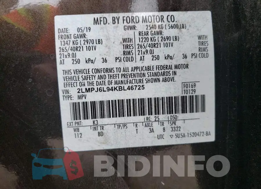 2LMPJ6L94KBL46725 Photo# 13