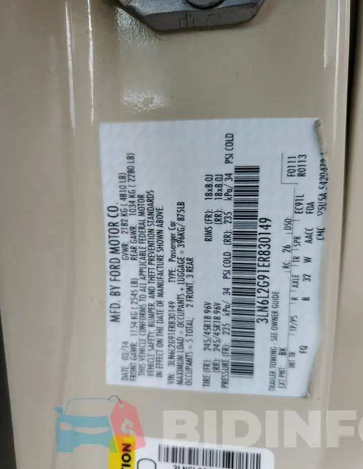 3LN6L2G91ER830149 Photo# 13