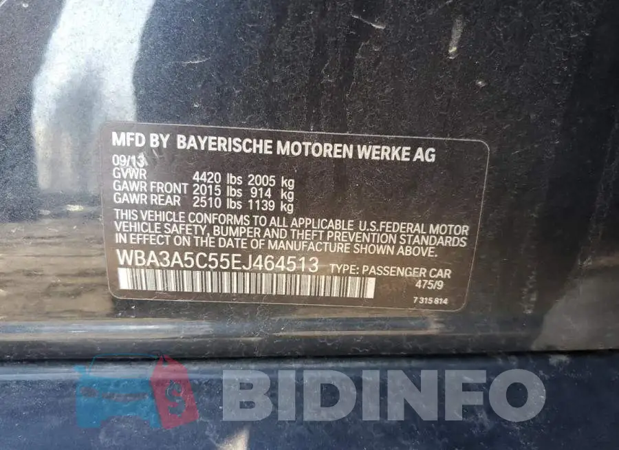 WBA3A5C55EJ464513 Photo# 12
