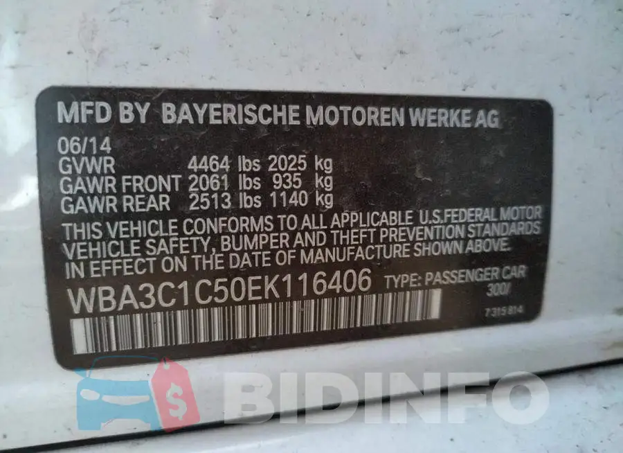 WBA3C1C50EK116406 Photo# 12