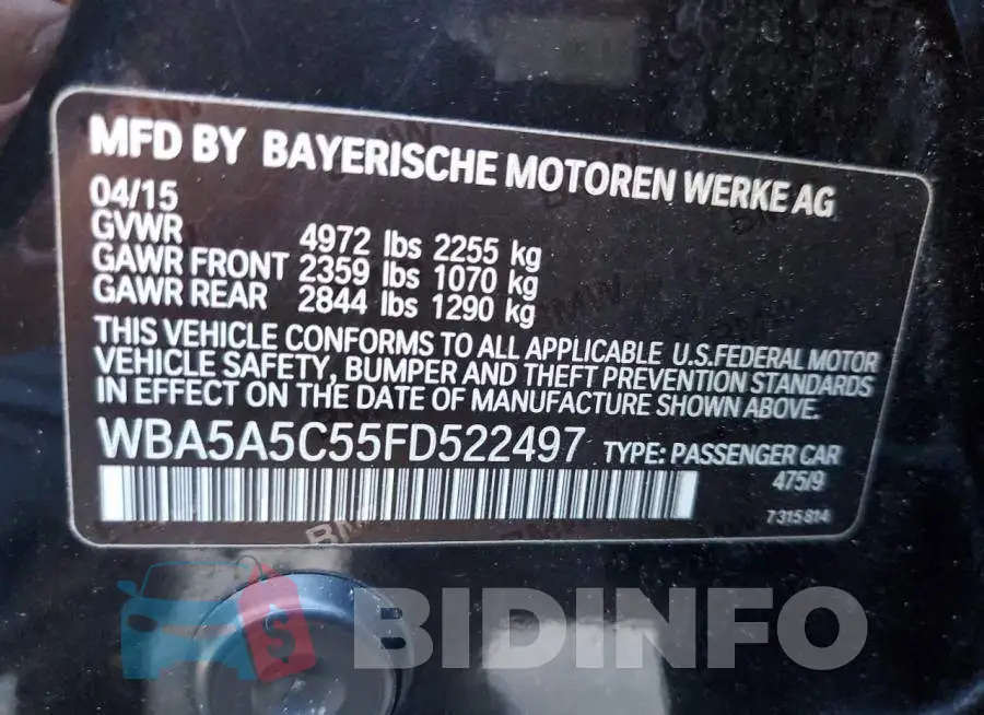 WBA5A5C55FD522497 Photo# 13