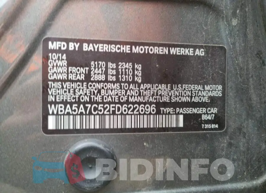 WBA5A7C52FD622696 Photo# 12