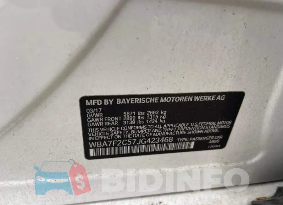 WBA7F2C57JG423468 Photo# 8