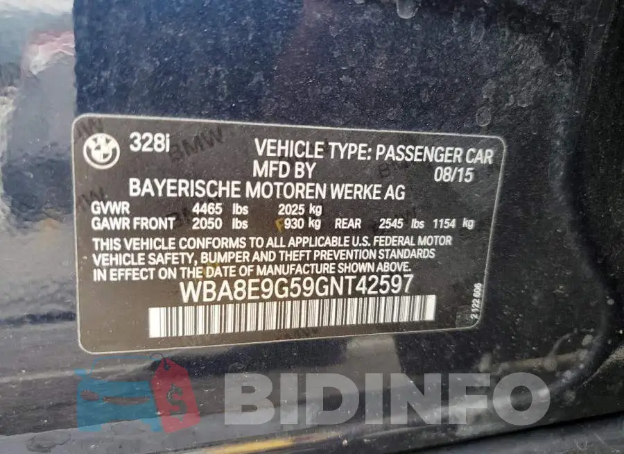 WBA8E9G59GNT42597 Photo# 12
