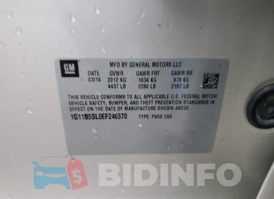 1G11B5SL0EF246370 Photo# 12