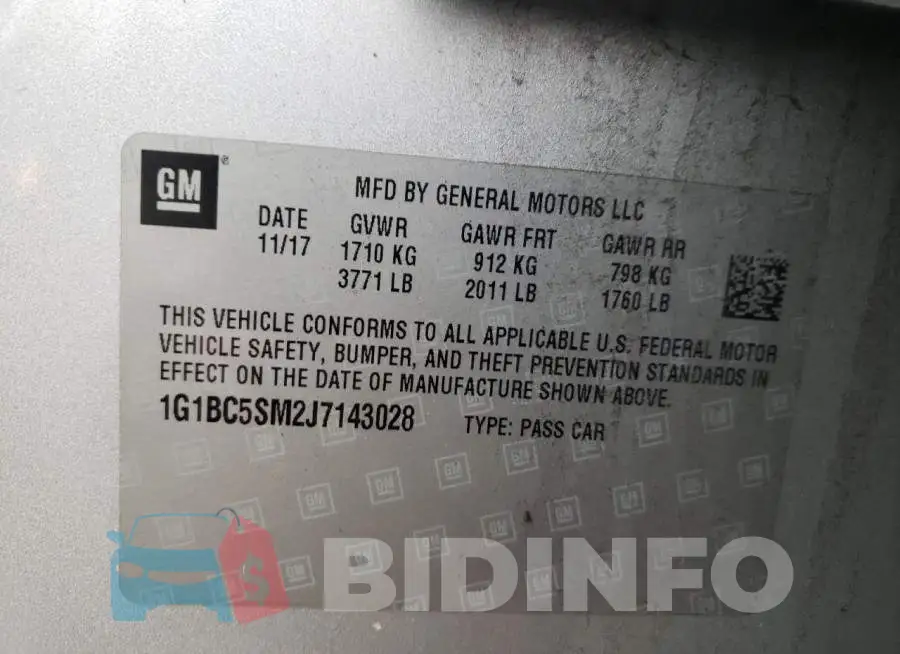 1G1BC5SM2J7143028 Photo# 13