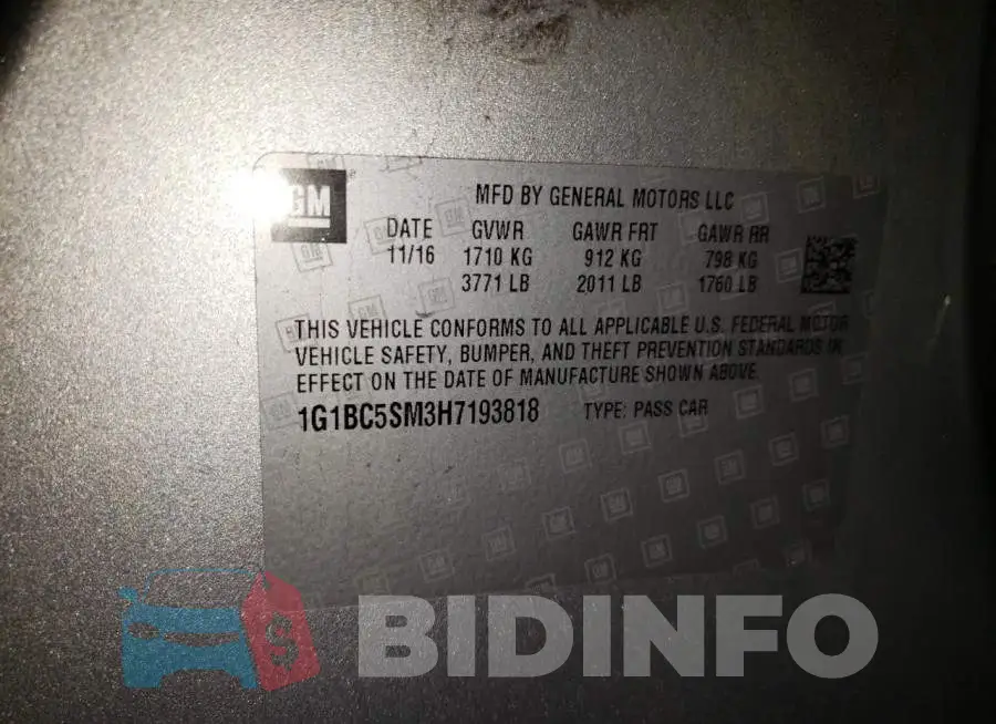 1G1BC5SM3H7193818 Photo# 12