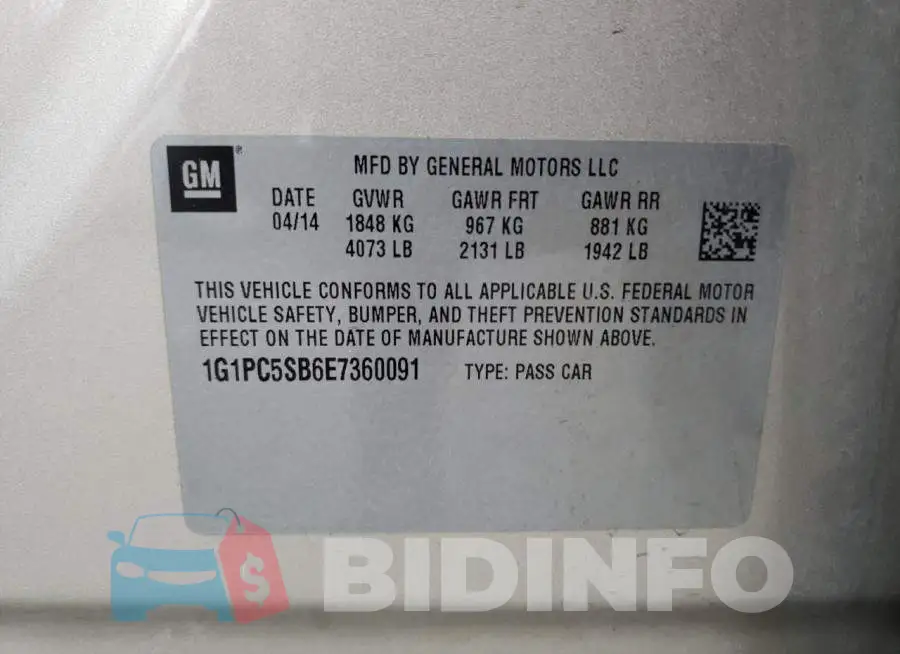 1G1PC5SB6E7360091 Photo# 13