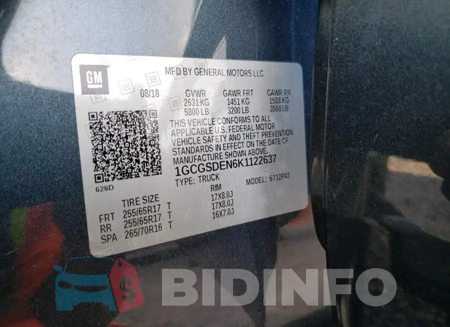 1GCGSDEN6K1122637 Photo# 12