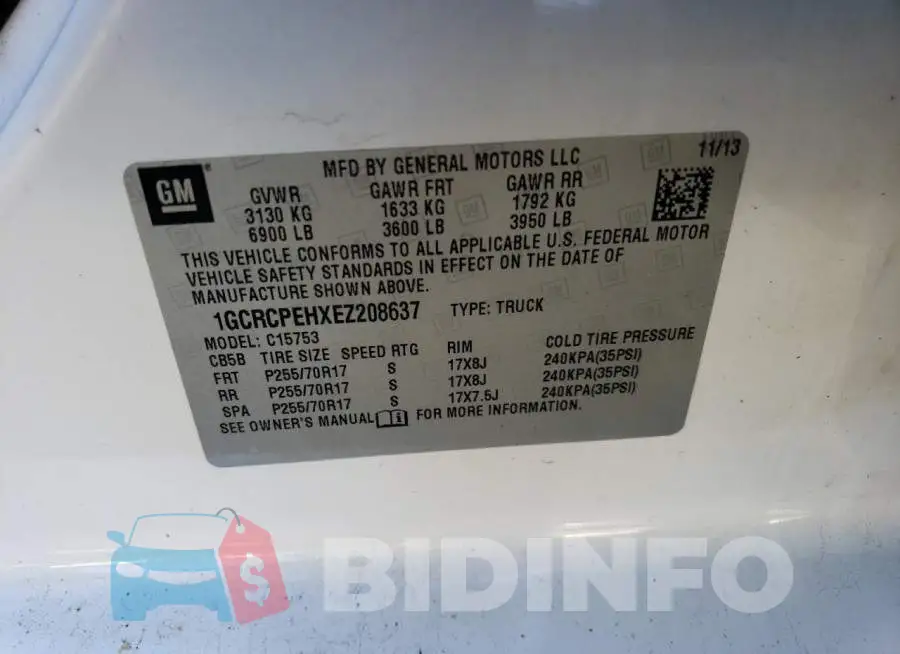 1GCRCPEHXEZ208637 Photo# 10