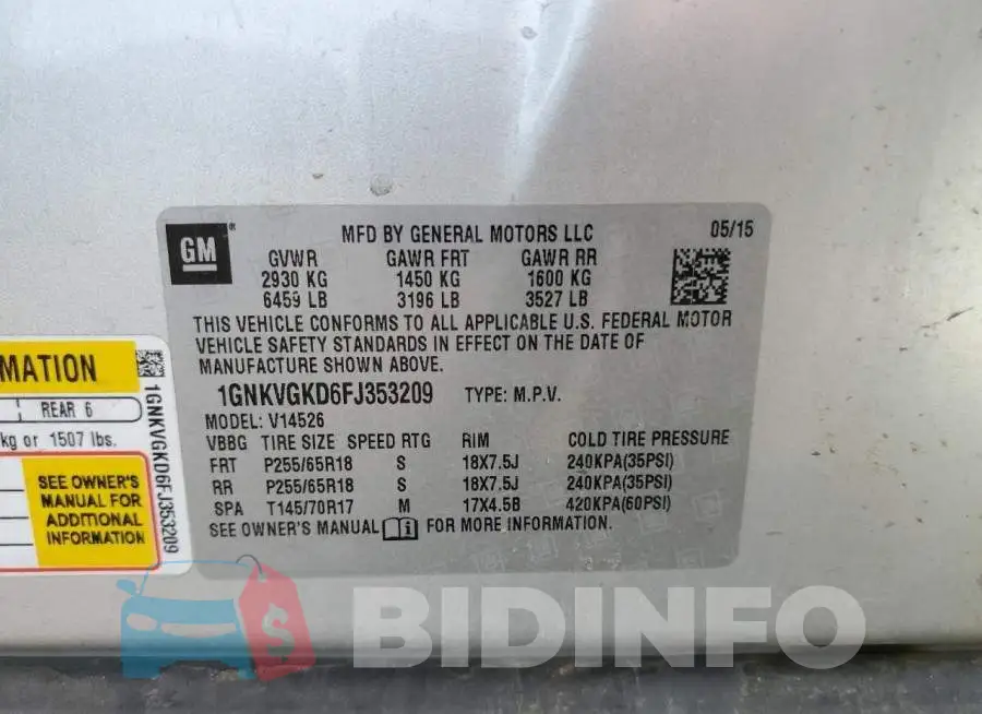 1GNKVGKD6FJ353209 Photo# 10