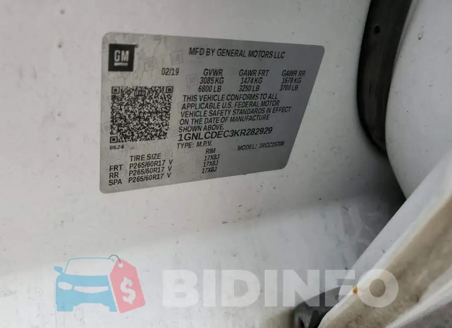 1GNLCDEC3KR282929 Photo# 13
