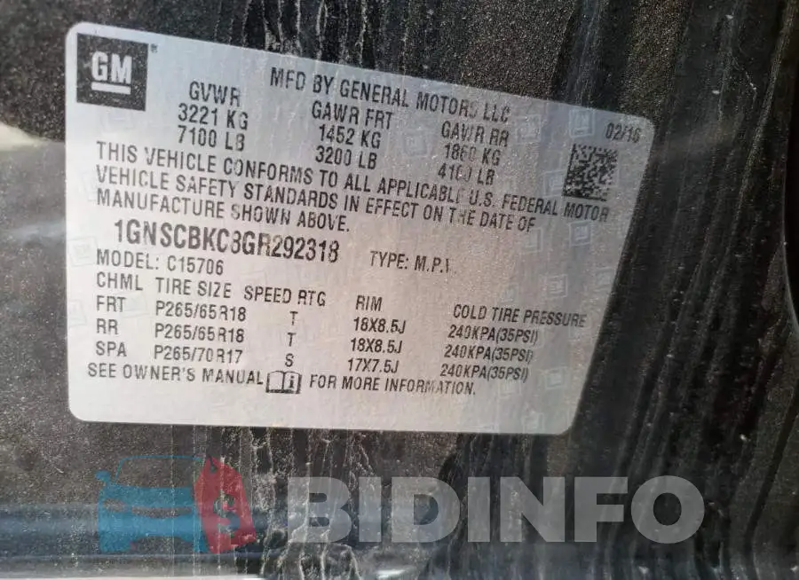 1GNSCBKC8GR292318 Photo# 13