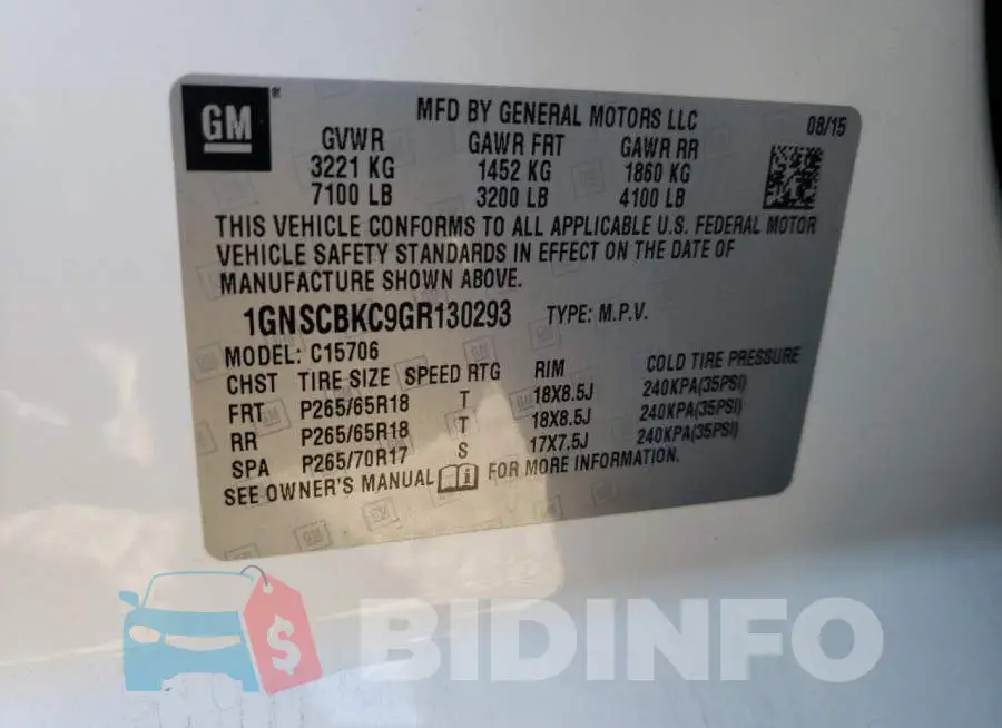 1GNSCBKC9GR130293 Photo# 10